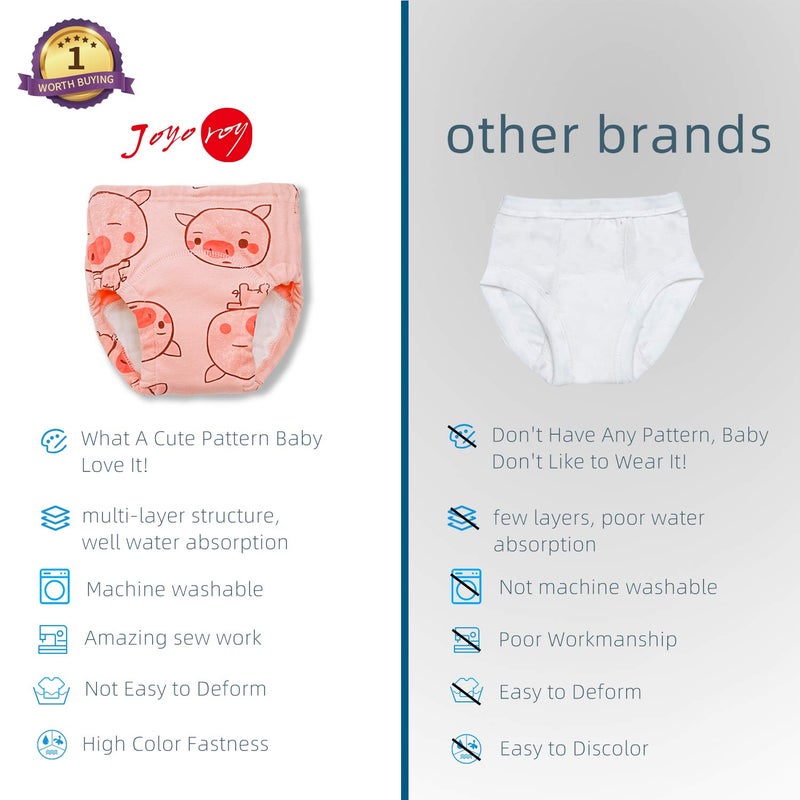 Joyo roy 6Pcs Toddler Potty Training Underwear Girls Soft Cotton Toilet Training Pants Absorbent Comfortable Padded Baby Toddler Underwear Girls 4T Leakproof Pee Pants for Girl with Potty Chart - Image 4